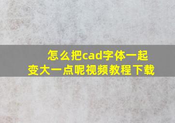 怎么把cad字体一起变大一点呢视频教程下载