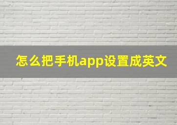 怎么把手机app设置成英文