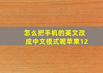 怎么把手机的英文改成中文模式呢苹果12