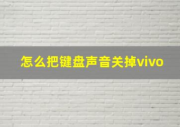 怎么把键盘声音关掉vivo