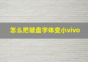 怎么把键盘字体变小vivo