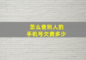 怎么查别人的手机号欠费多少