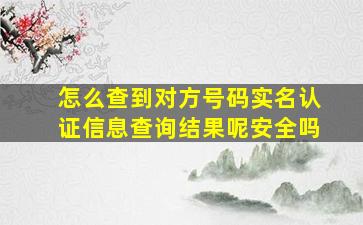 怎么查到对方号码实名认证信息查询结果呢安全吗