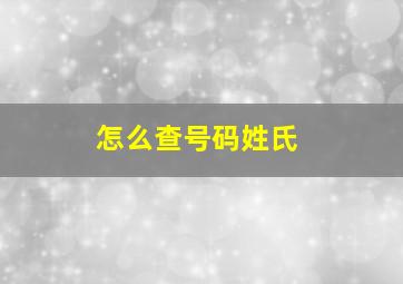 怎么查号码姓氏