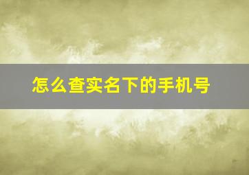 怎么查实名下的手机号