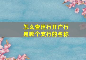 怎么查建行开户行是哪个支行的名称