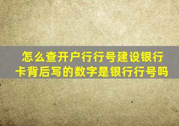 怎么查开户行行号建设银行卡背后写的数字是银行行号吗