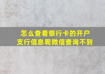 怎么查看银行卡的开户支行信息呢微信查询不到