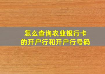 怎么查询农业银行卡的开户行和开户行号码