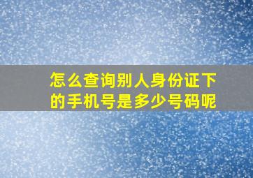 怎么查询别人身份证下的手机号是多少号码呢