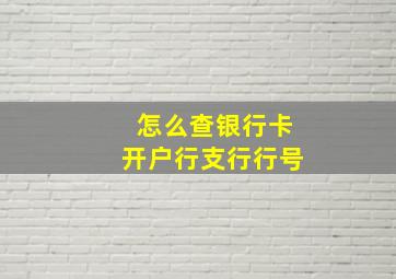 怎么查银行卡开户行支行行号