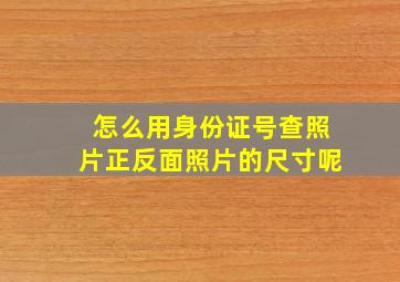 怎么用身份证号查照片正反面照片的尺寸呢