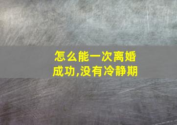 怎么能一次离婚成功,没有冷静期