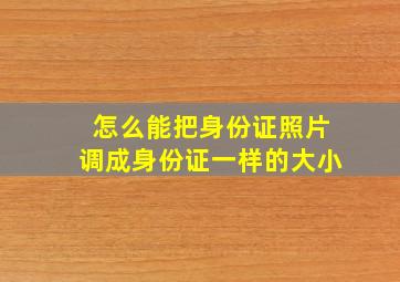 怎么能把身份证照片调成身份证一样的大小