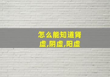 怎么能知道肾虚,阴虚,阳虚