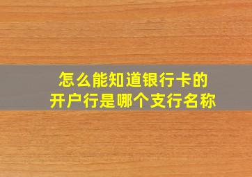 怎么能知道银行卡的开户行是哪个支行名称