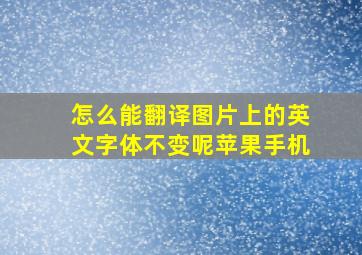 怎么能翻译图片上的英文字体不变呢苹果手机