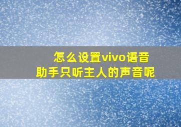 怎么设置vivo语音助手只听主人的声音呢