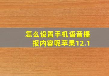 怎么设置手机语音播报内容呢苹果12.1