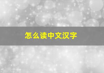 怎么读中文汉字