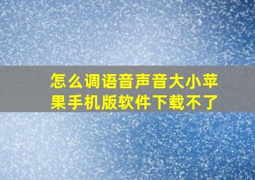 怎么调语音声音大小苹果手机版软件下载不了