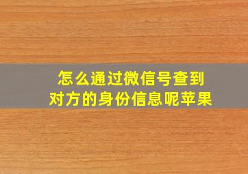 怎么通过微信号查到对方的身份信息呢苹果