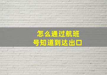 怎么通过航班号知道到达出口