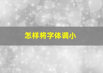 怎样将字体调小