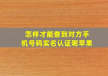 怎样才能查到对方手机号码实名认证呢苹果