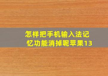 怎样把手机输入法记忆功能消掉呢苹果13