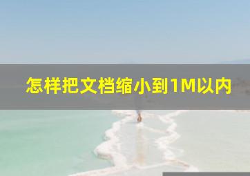 怎样把文档缩小到1M以内