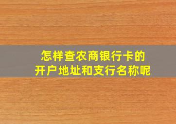 怎样查农商银行卡的开户地址和支行名称呢