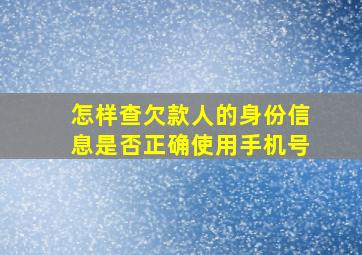 怎样查欠款人的身份信息是否正确使用手机号