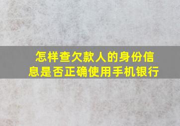 怎样查欠款人的身份信息是否正确使用手机银行