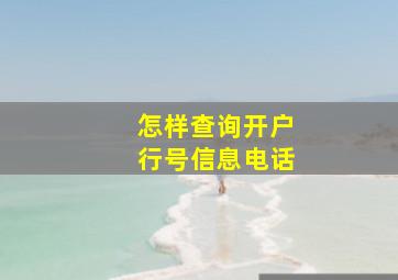 怎样查询开户行号信息电话