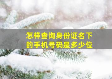 怎样查询身份证名下的手机号码是多少位