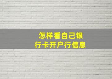 怎样看自己银行卡开户行信息