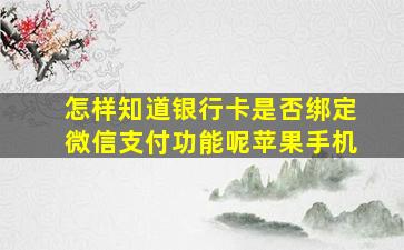 怎样知道银行卡是否绑定微信支付功能呢苹果手机