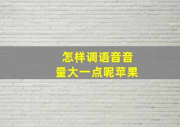 怎样调语音音量大一点呢苹果