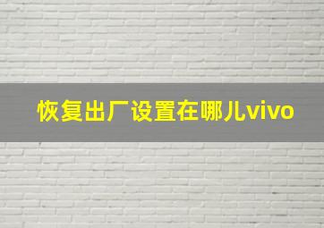 恢复出厂设置在哪儿vivo