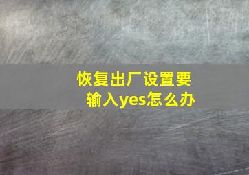 恢复出厂设置要输入yes怎么办