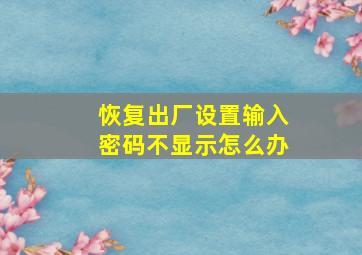 恢复出厂设置输入密码不显示怎么办