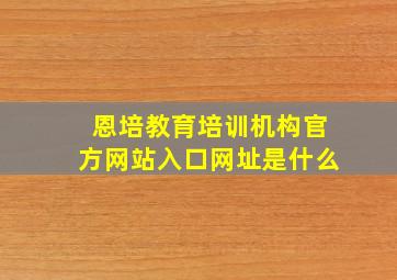 恩培教育培训机构官方网站入口网址是什么