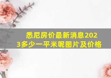 悉尼房价最新消息2023多少一平米呢图片及价格