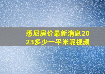 悉尼房价最新消息2023多少一平米呢视频