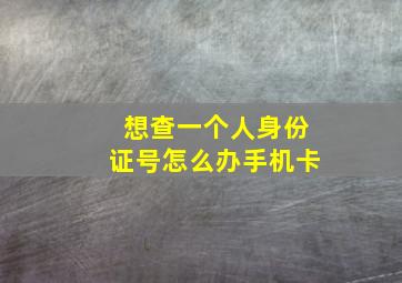 想查一个人身份证号怎么办手机卡