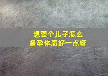 想要个儿子怎么备孕体质好一点呀