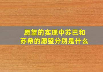 愿望的实现中苏巴和苏希的愿望分别是什么