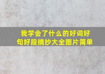 我学会了什么的好词好句好段摘抄大全图片简单