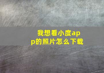 我想看小度app的照片怎么下载